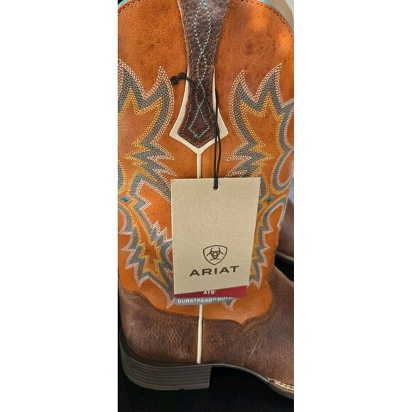 Ariat Tombstone Leather Western Marigold Boots Womens 9.5 Wide Brown New - Picture 8 of 10